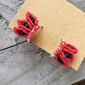 New Handmade huggie earrings (red and black)
